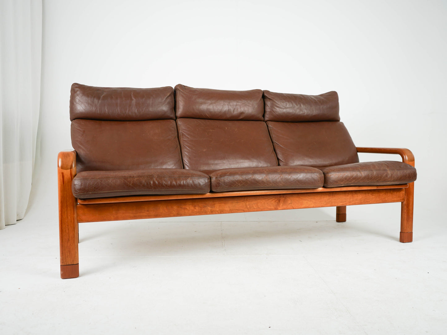 Vintage Sofa von Thams Gustav für L. Olsen und Søn Teak Leder Braun