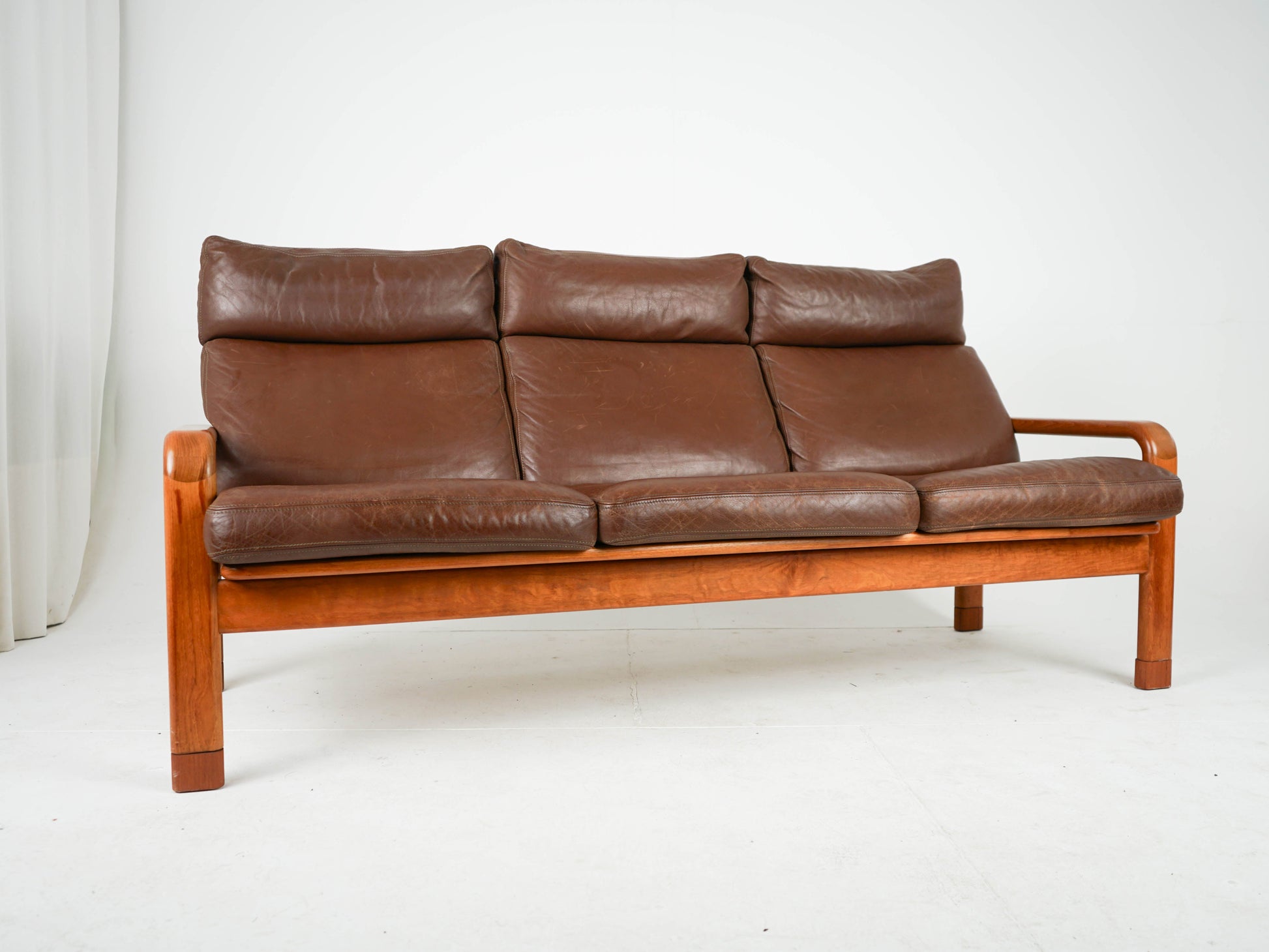 Vintage Sofa von Thams Gustav für L. Olsen und Søn Teak Leder Braun