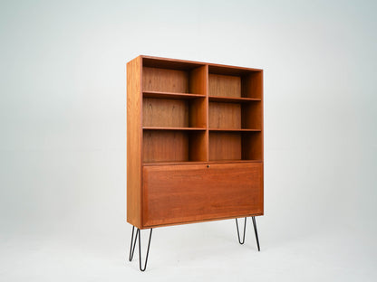 Vintage Regal Bücherregal Dänisch Teak mit Klappe und Schublade