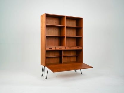 Vintage Regal Bücherregal Dänisch Teak mit Klappe und Schublade