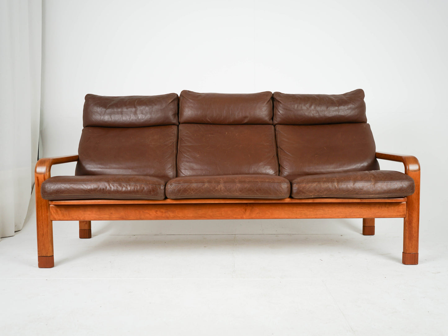 Vintage Sofa von Thams Gustav für L. Olsen und Søn Teak Leder Braun