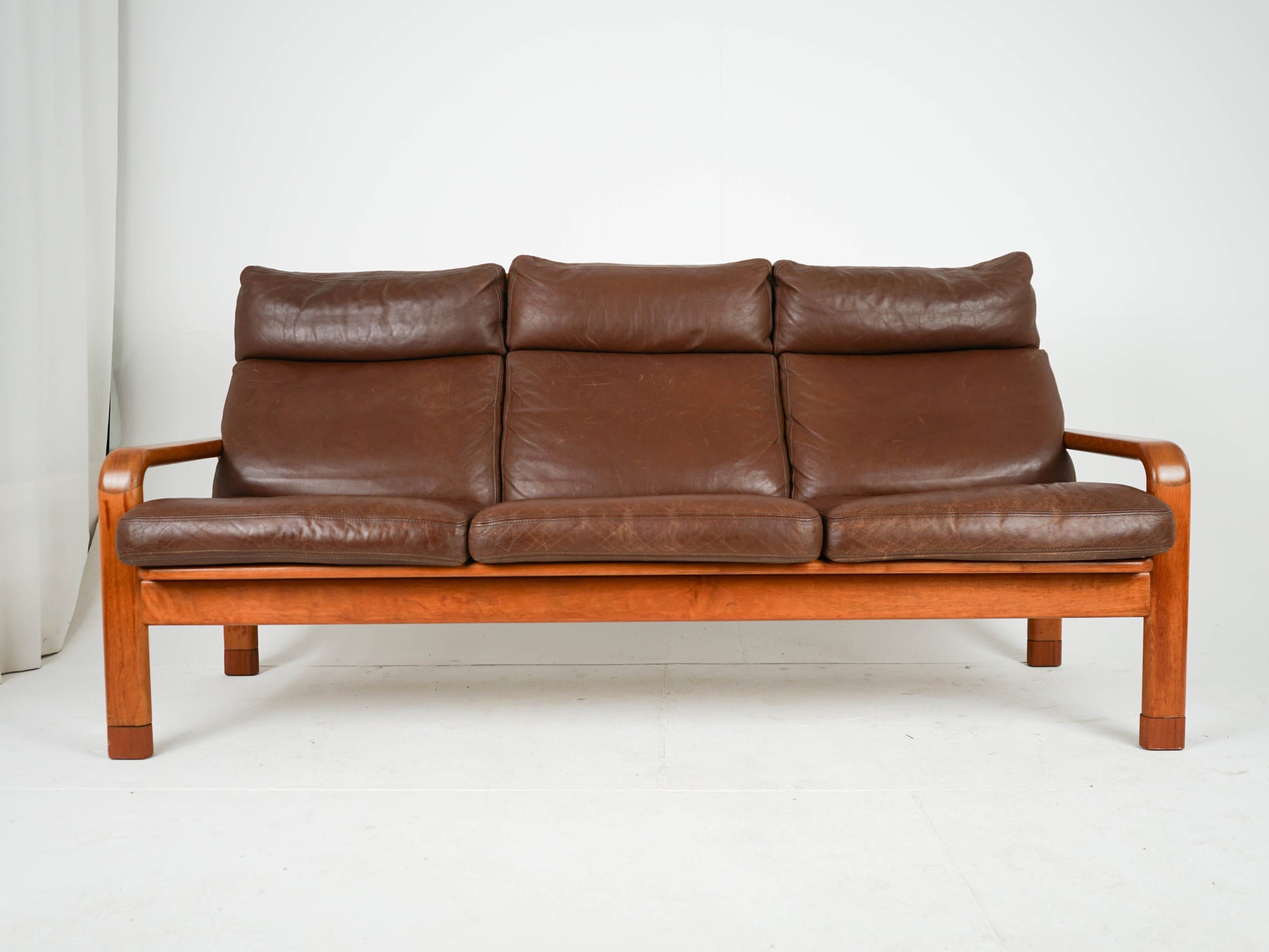 Vintage Sofa von Thams Gustav für L. Olsen und Søn Teak Leder Braun