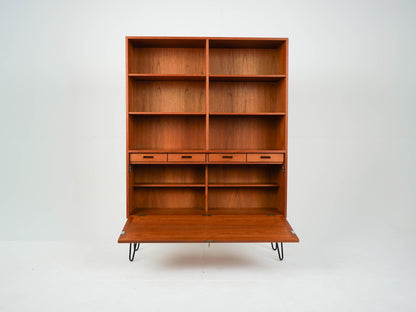 Vintage Regal Bücherregal Dänisch Teak mit Klappe und Schublade