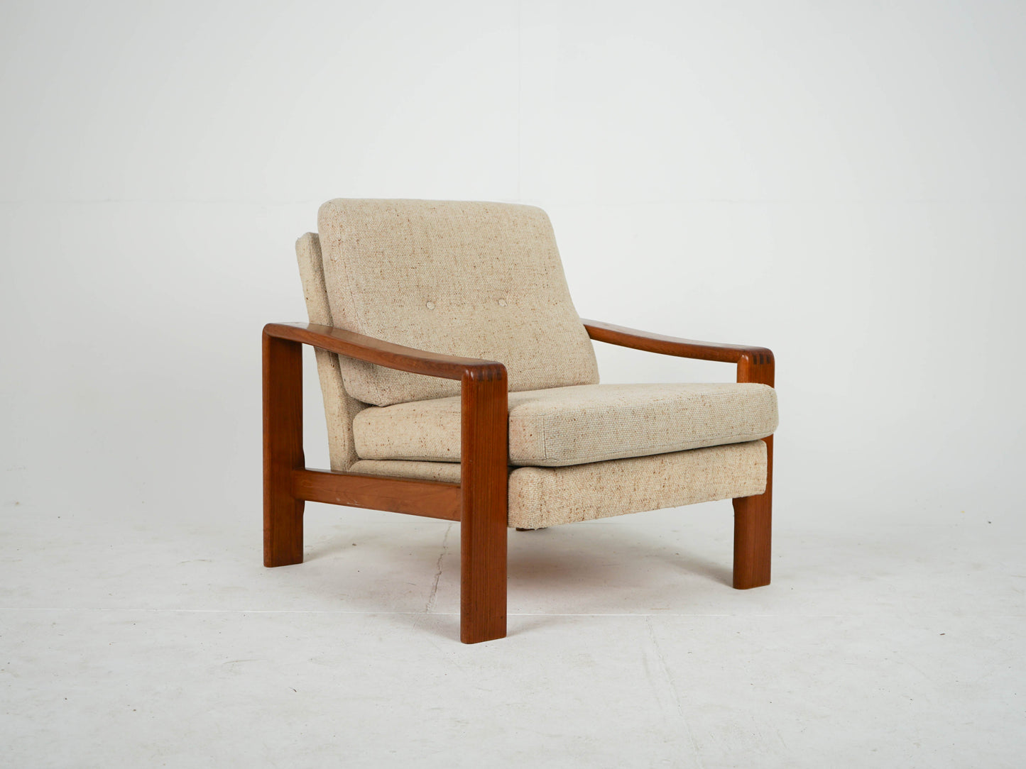 Vintage Sessel aus Teak und Wollstoff, Mid Century Modern