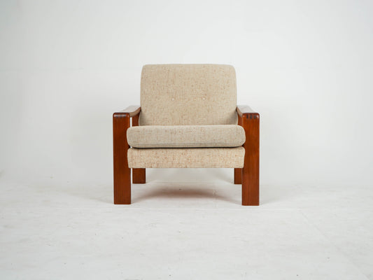 Vintage Sessel aus Teak und Wollstoff, Mid Century Modern