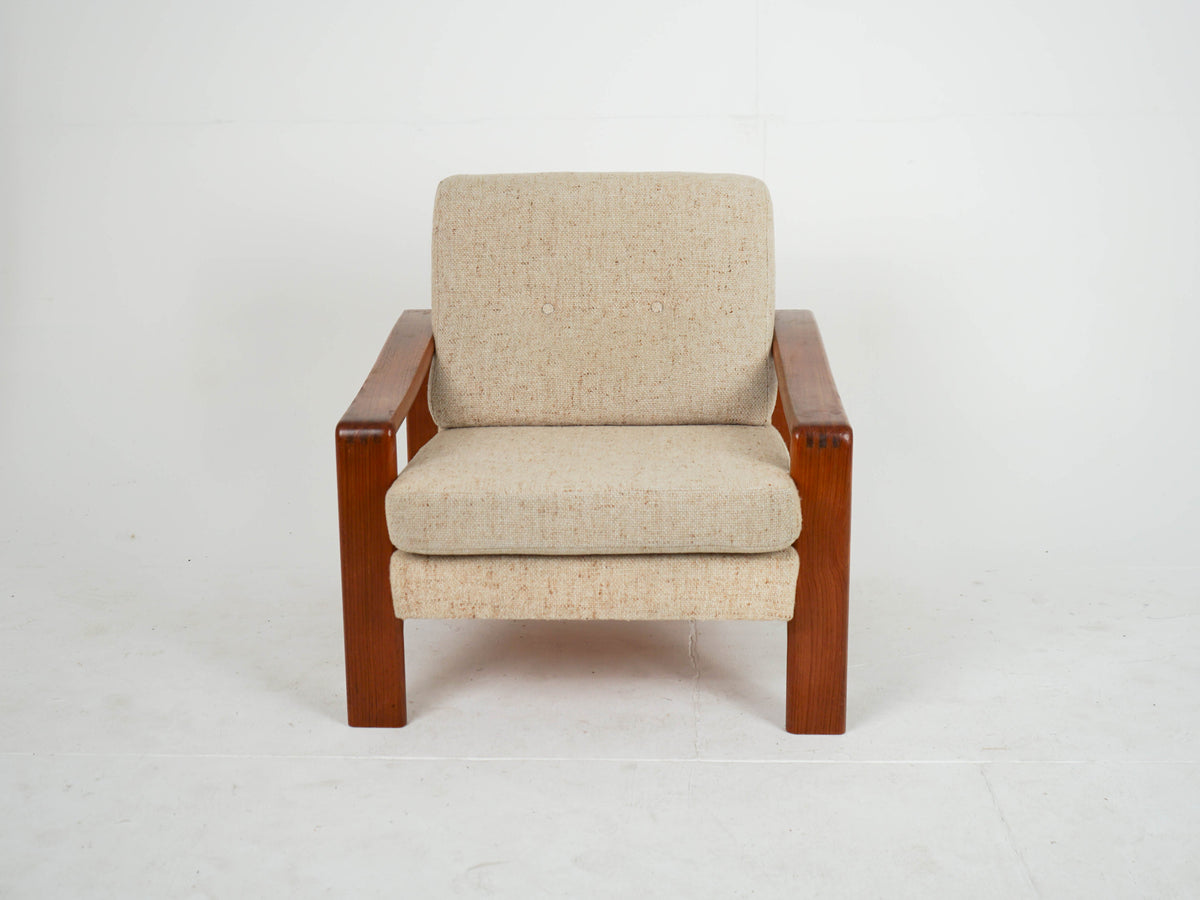 Vintage Sessel aus Teak und Wollstoff, Mid Century Modern