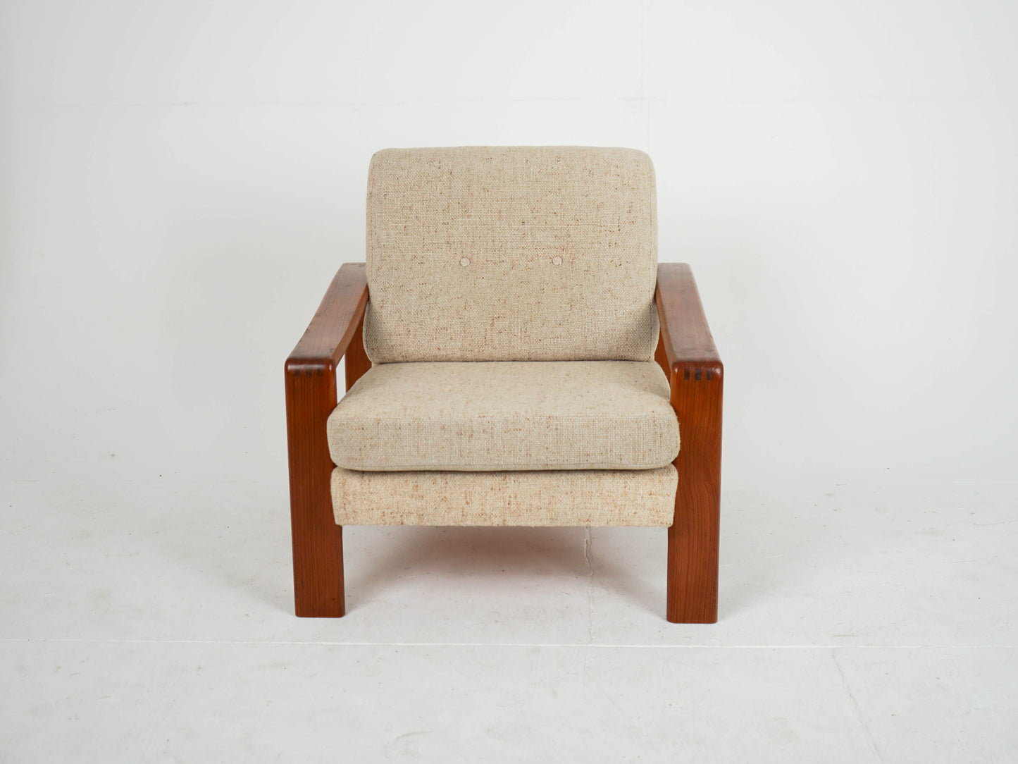 Vintage Sessel aus Teak und Wollstoff, Mid Century Modern