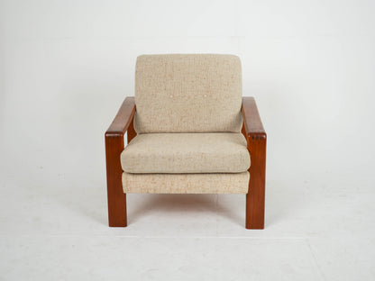 Vintage Sessel aus Teak und Wollstoff, Mid Century Modern