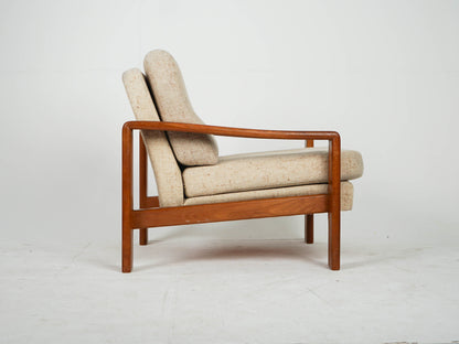 Vintage Sessel aus Teak und Wollstoff, Mid Century Modern