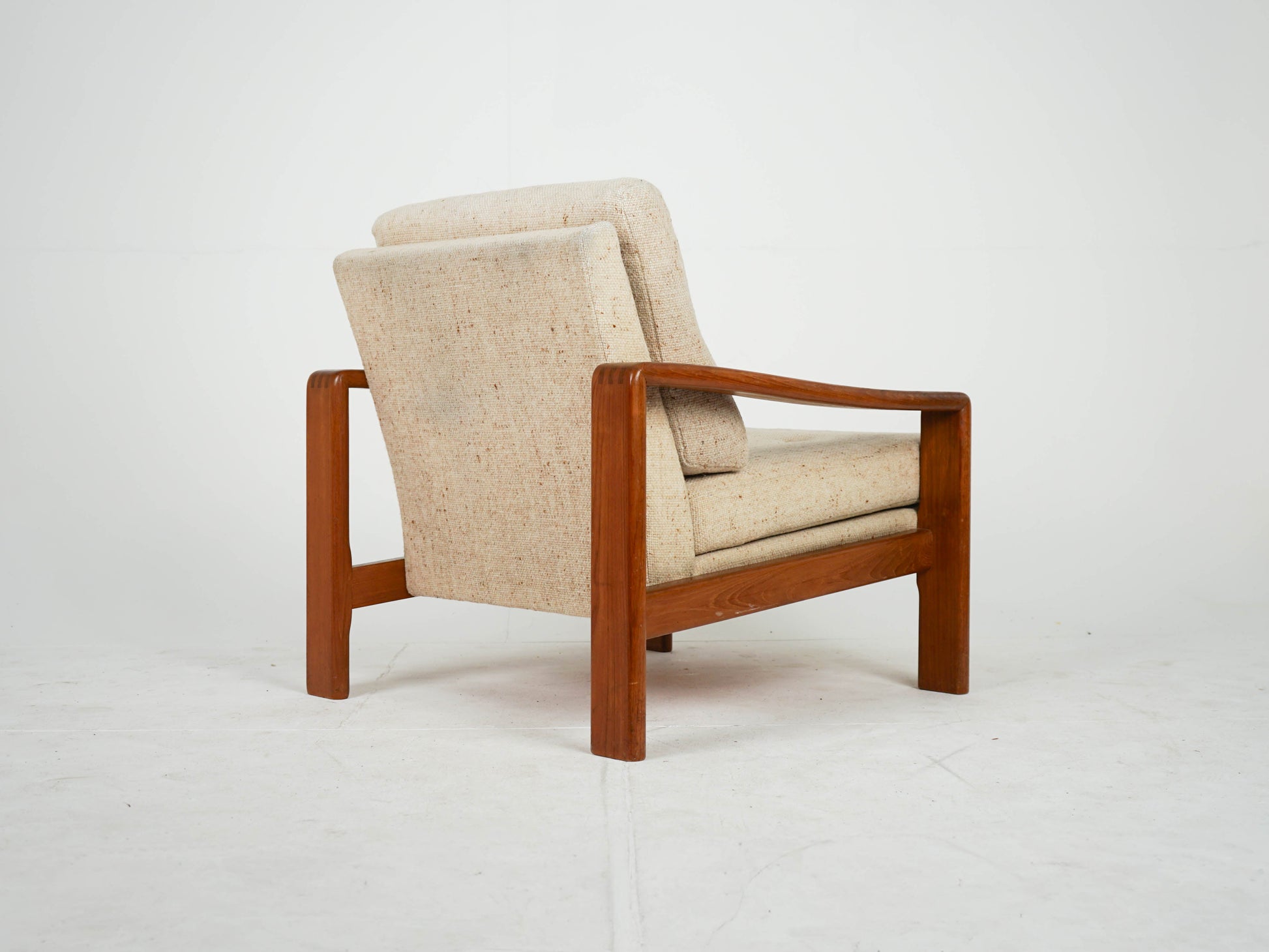 Vintage Sessel aus Teak und Wollstoff, Mid Century Modern