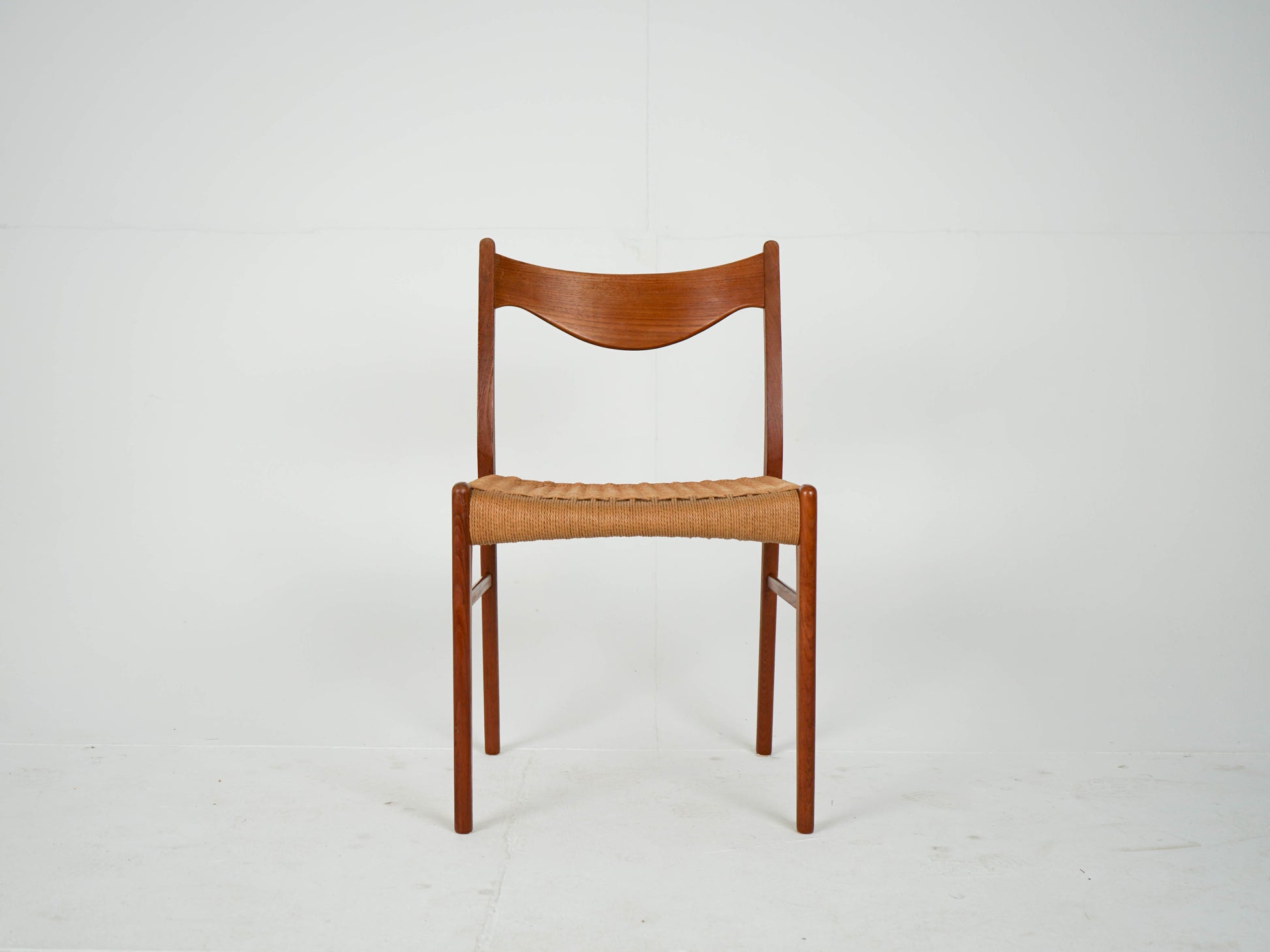 Vintage Stuhl GS61 von Arne Wahl Iversen für Glyngøre Stolefabrik Teak, Papierkordel