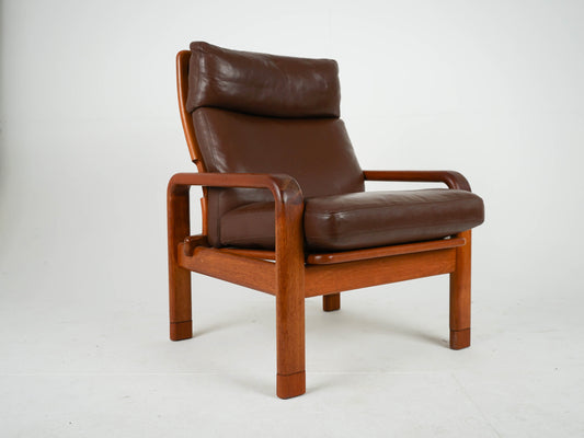 Vintage Sessel mit Ottomane von Thams Gustav für L. Olsen und Søn Teak, Leder