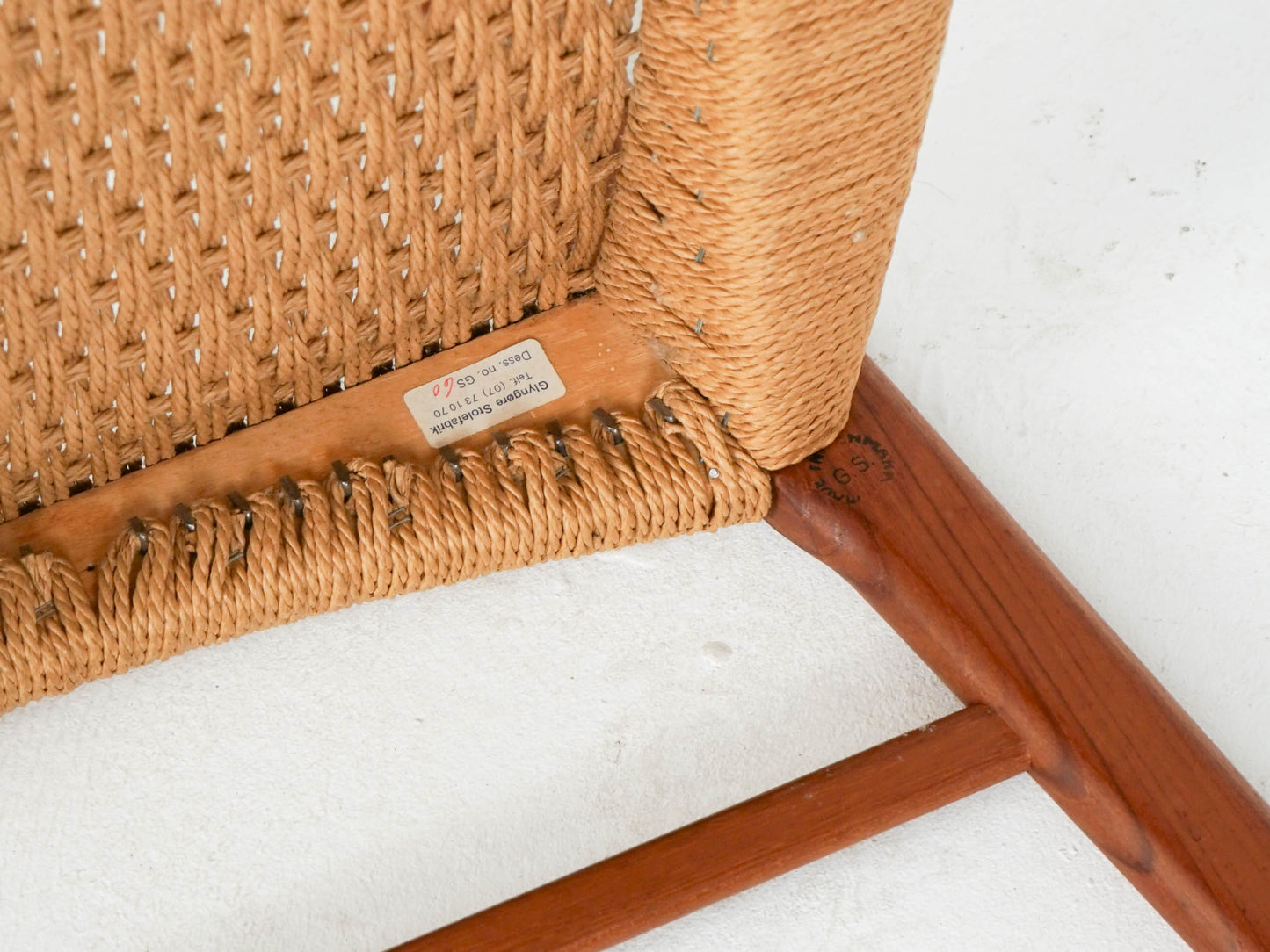 Vintage Stuhl GS61 von Arne Wahl Iversen für Glyngøre Stolefabrik Teak, Papierkordel
