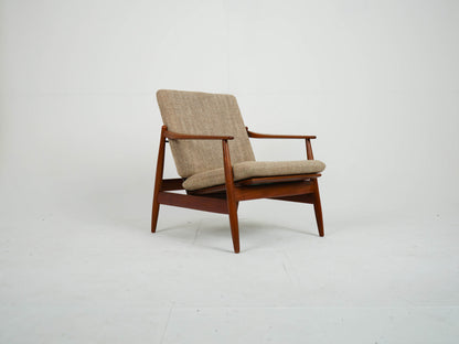 Vintage Teak Sessel mit Wollstoff, Mid-Century