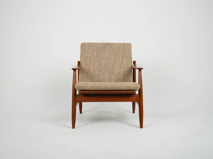 Vintage Teak Sessel mit Wollstoff, Mid-Century