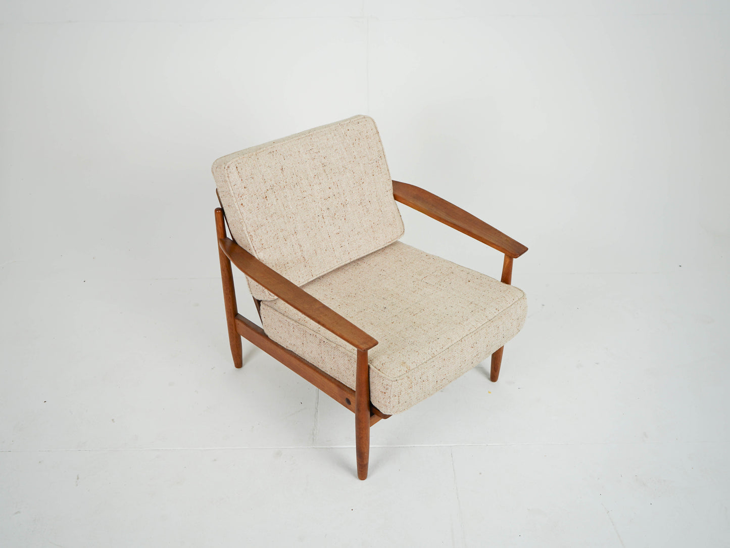 Vintage Sessel Teak und Wollstoff Mid-Century