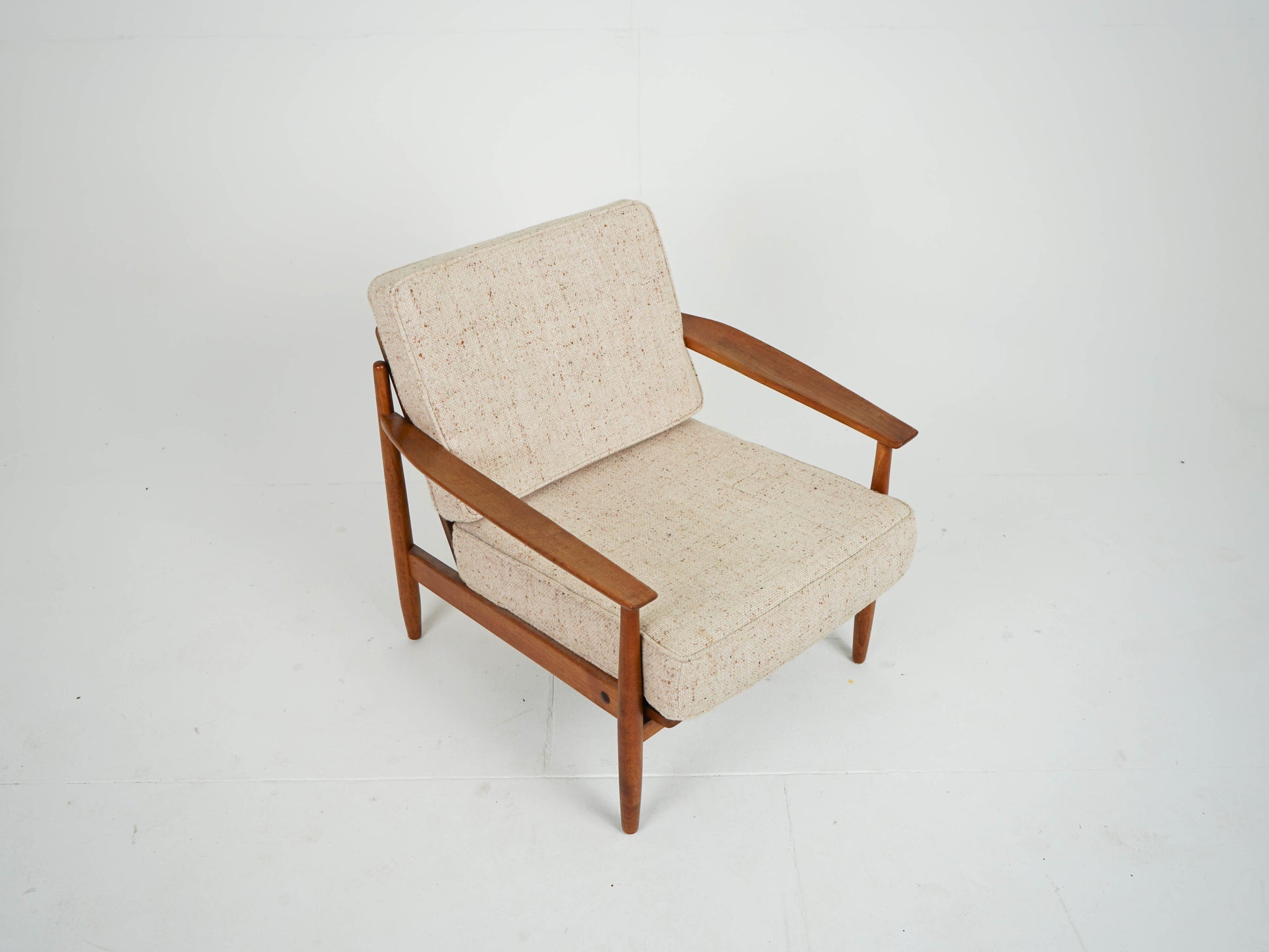 Vintage Sessel Teak und Wollstoff Mid-Century