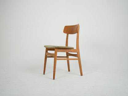 Set von 10 Vintage Stuhl Eiche von Erik Buch, Neubezug Grün