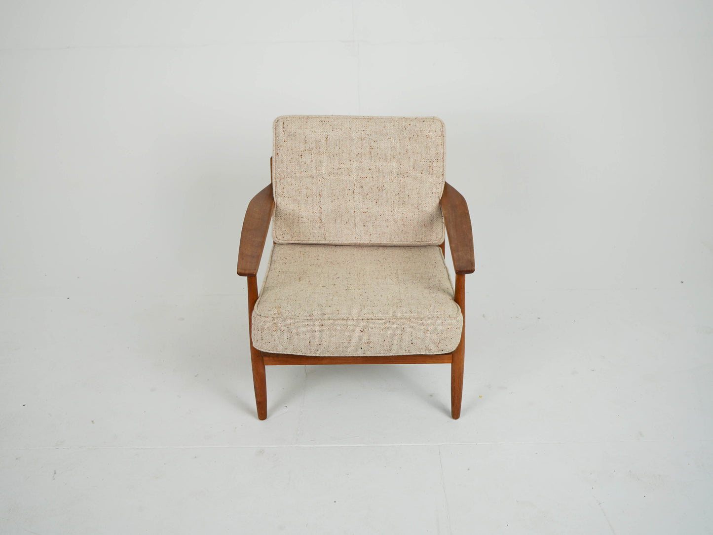 Vintage Sessel Teak und Wollstoff Mid-Century