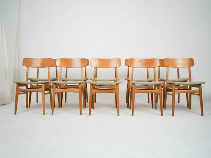 Set von 10 Vintage Stuhl Eiche von Erik Buch, Neubezug Grün