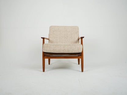 Vintage Sessel Teak und Wollstoff Mid-Century