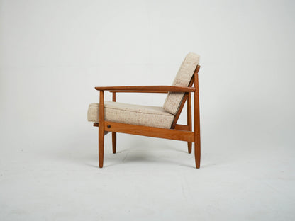 Vintage Sessel Teak und Wollstoff Mid-Century