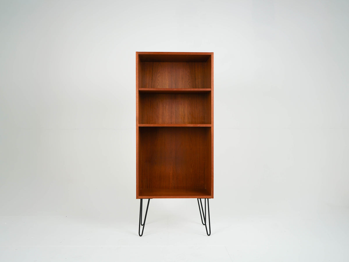 Vintage Teak Regal Schallplattenregal mit Hairpinbeinen
