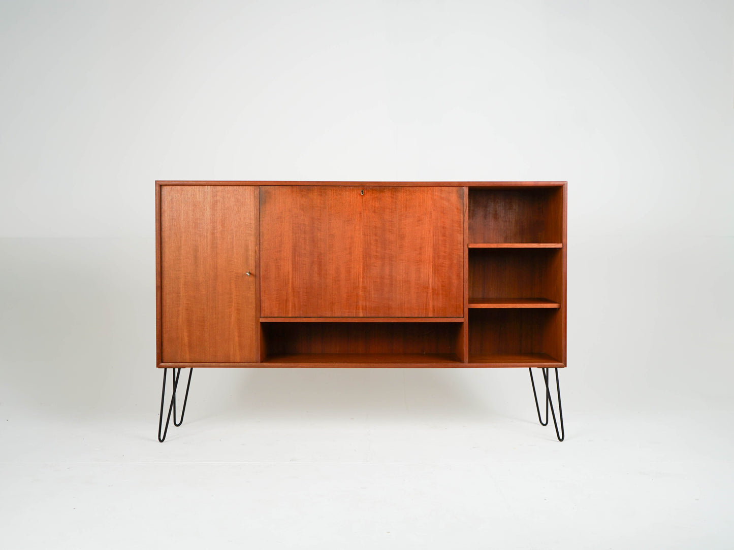 Vintage Teak Highboard mit Bar, Mid-Century