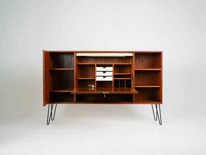 Vintage Teak Highboard mit Bar, Mid-Century