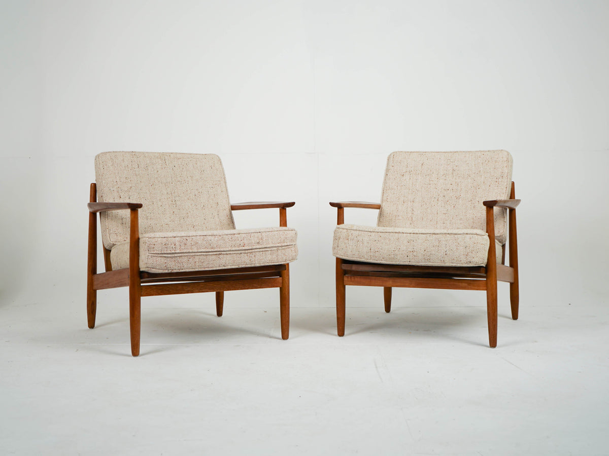 Vintage Sessel Teak und Wollstoff Mid-Century