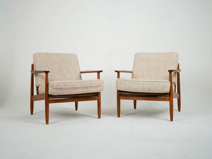 Vintage Sessel Teak und Wollstoff Mid-Century