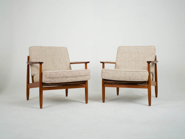 Vintage Sessel Teak und Wollstoff Mid-Century