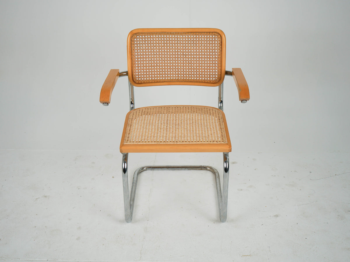 Vintage Armlehnstuhl Chrom Wiener Geflecht Mid Century