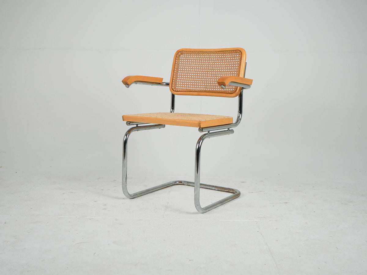 Vintage Armlehnstuhl Chrom Wiener Geflecht Mid Century