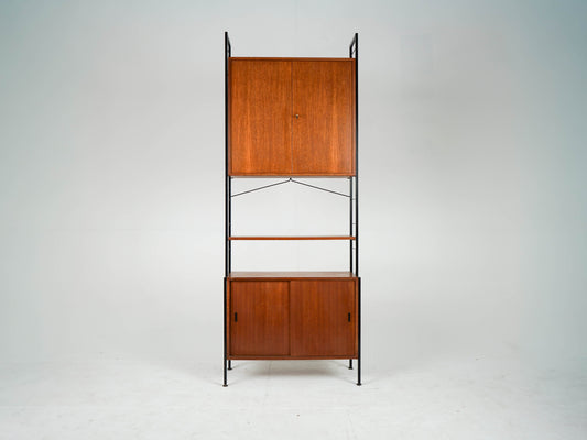 Vintage Bücherregal Teak freistehend, Mid Century Modern