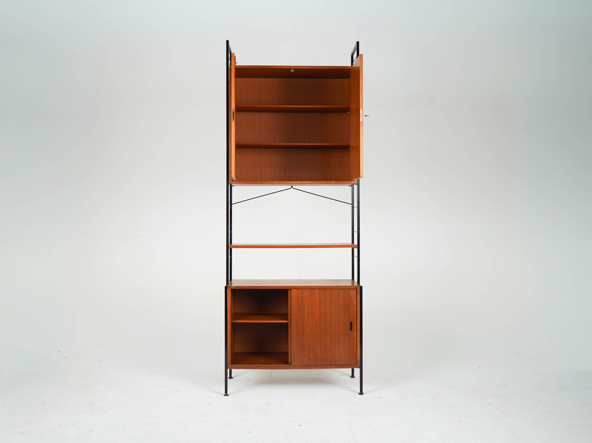 Vintage Bücherregal Teak freistehend, Mid Century Modern