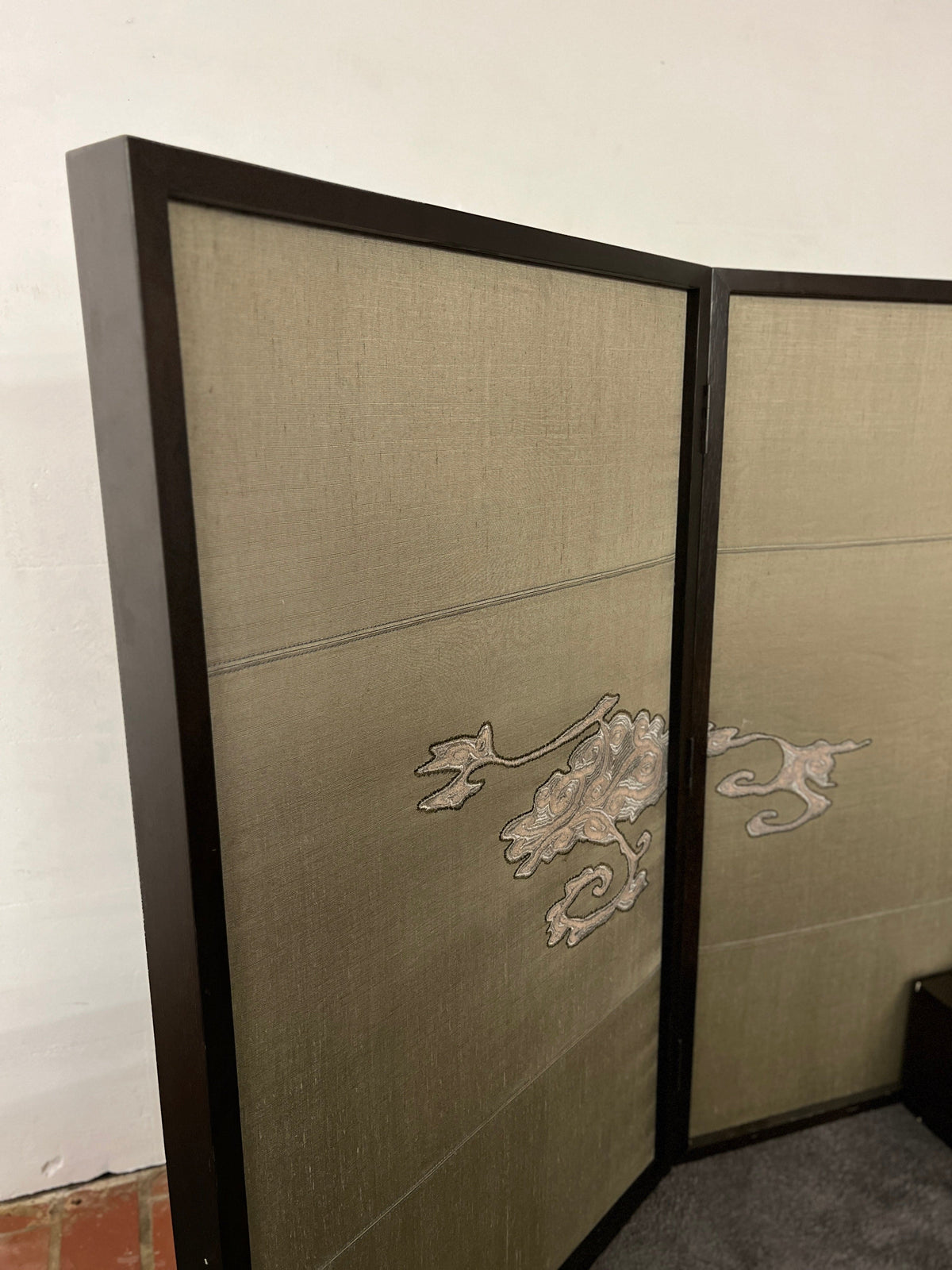 Double bed with screen headboard by Christian Liaigre