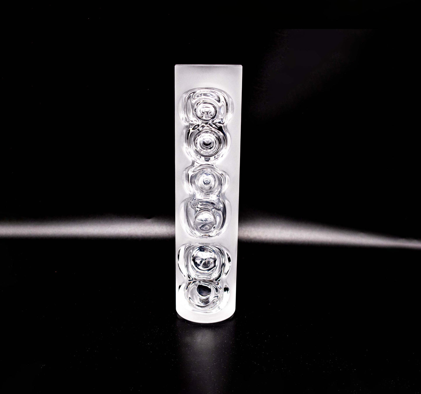 Vintage Glasvase von Peill und Putzler mattiert mit konzentrischen Kreisen