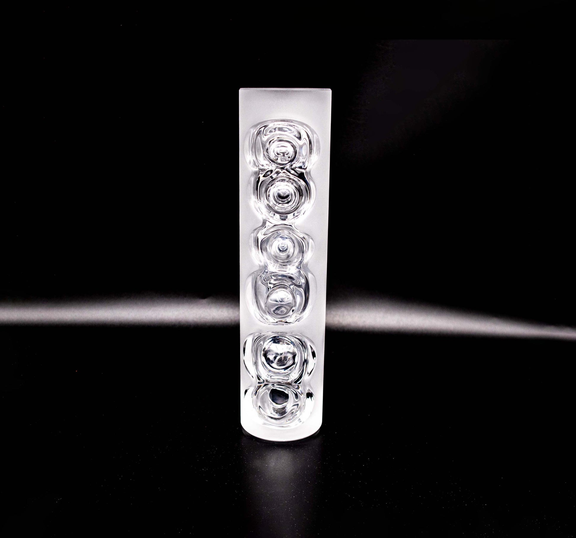 Vintage Glasvase von Peill und Putzler mattiert mit konzentrischen Kreisen