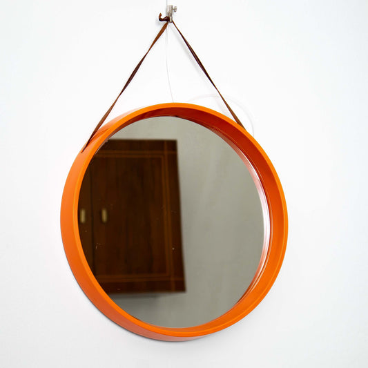 Vintage Wandspiegel Space Age in Orange