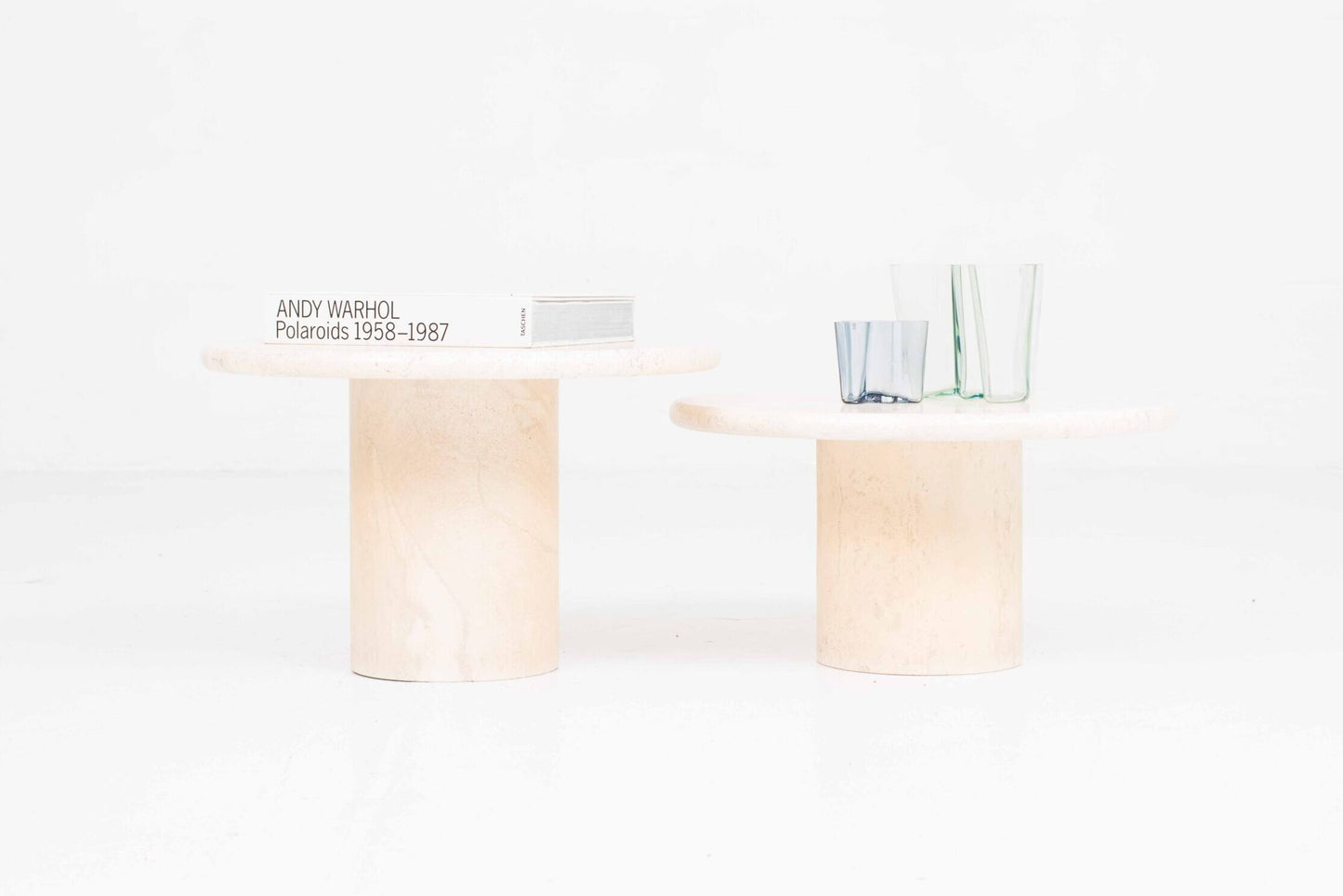 Vintage Couchtisch Set von 2 Travertin