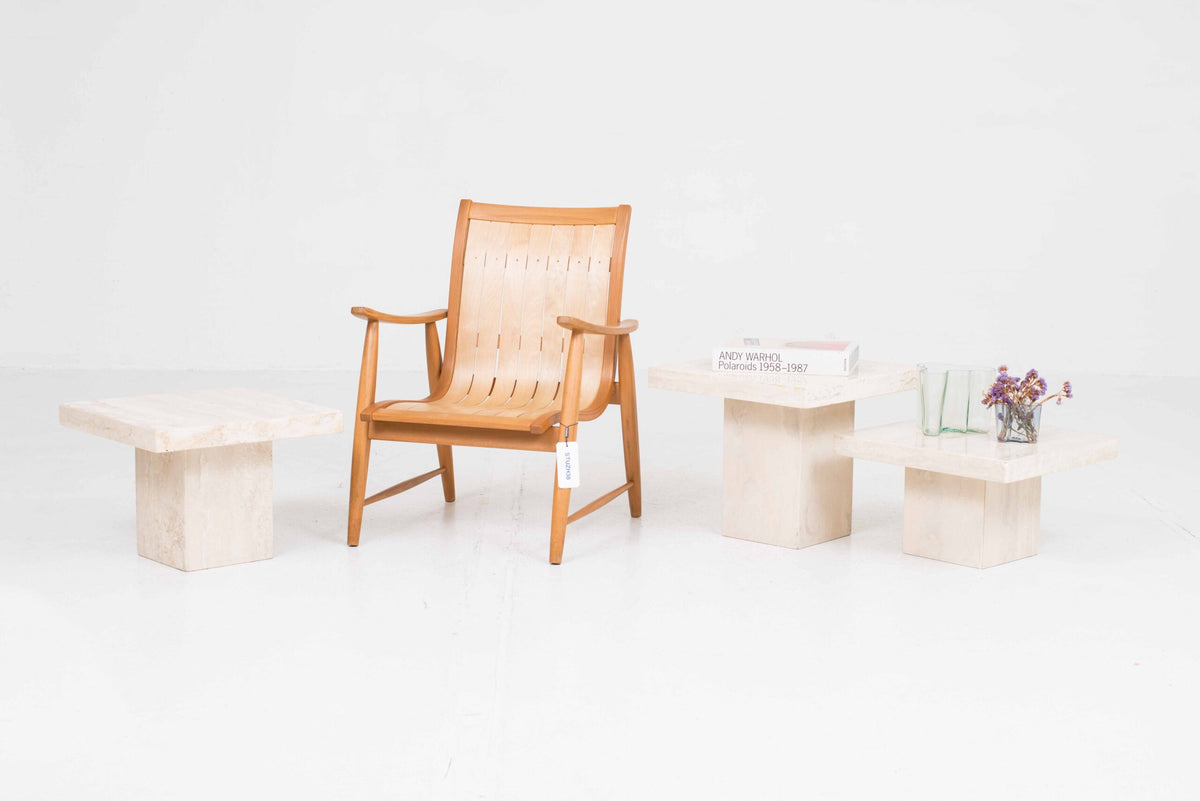 Set von 3 Vintage Couchtisch aus Travertin, 1970er Jahre