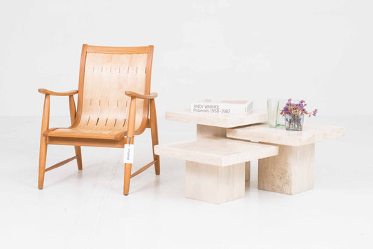 Set von 3 Vintage Couchtisch aus Travertin, 1970er Jahre