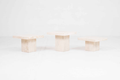Set von 3 Vintage Couchtisch aus Travertin, 1970er Jahre