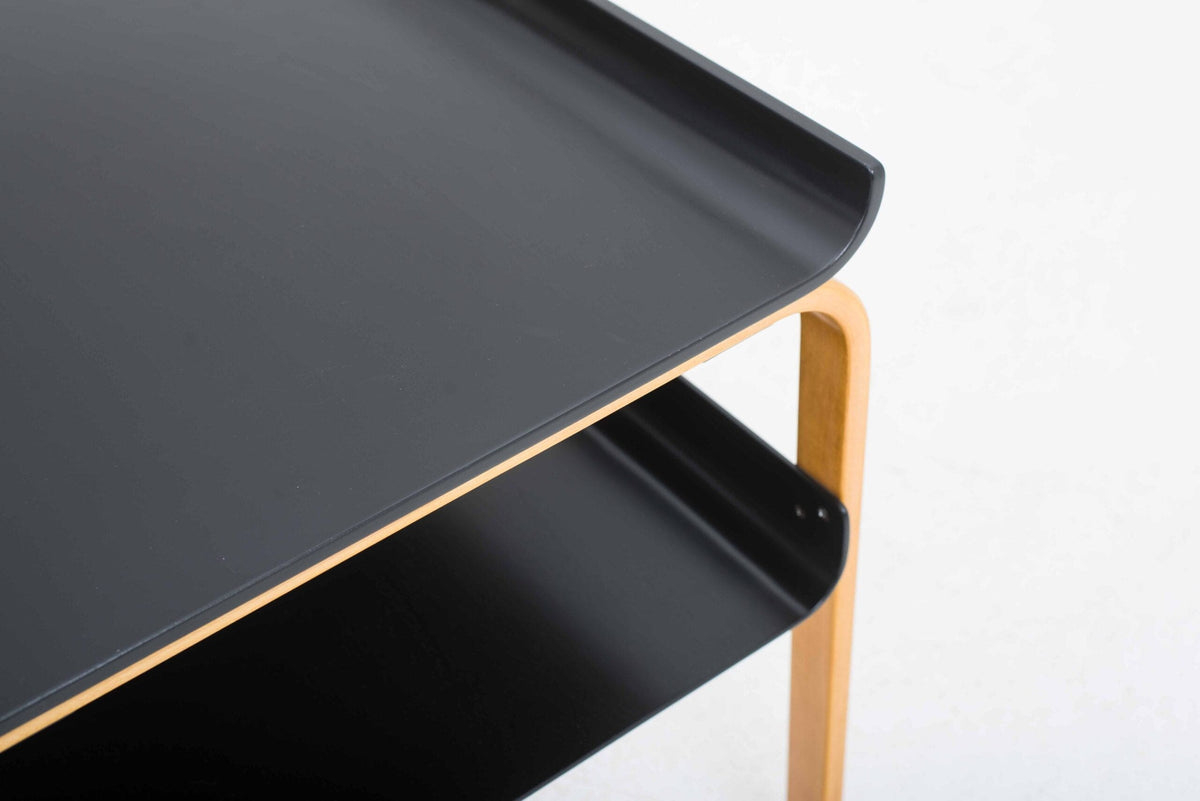 Vintage Beistelltisch Artek 915 von Alvar Aalto schwarz Holz