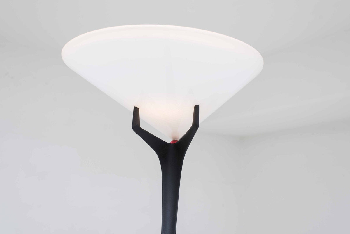 Montjuic floor lamp by Santiago Calatrava for Artemide red metal