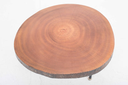 Vintage Couchtisch aus Tropenholz mit schwarzem Untergestell