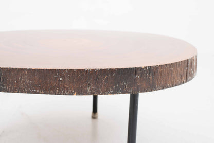 Vintage Couchtisch aus Tropenholz mit schwarzem Untergestell