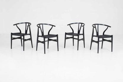 Set von 4 Vintage Wishbone Stuhl von Hans J. Wegner für Carl Hansen und Søn