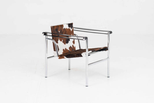 Vintage Sessel LC1 von Le Corbusier für Cassina mit geflecktem Fell